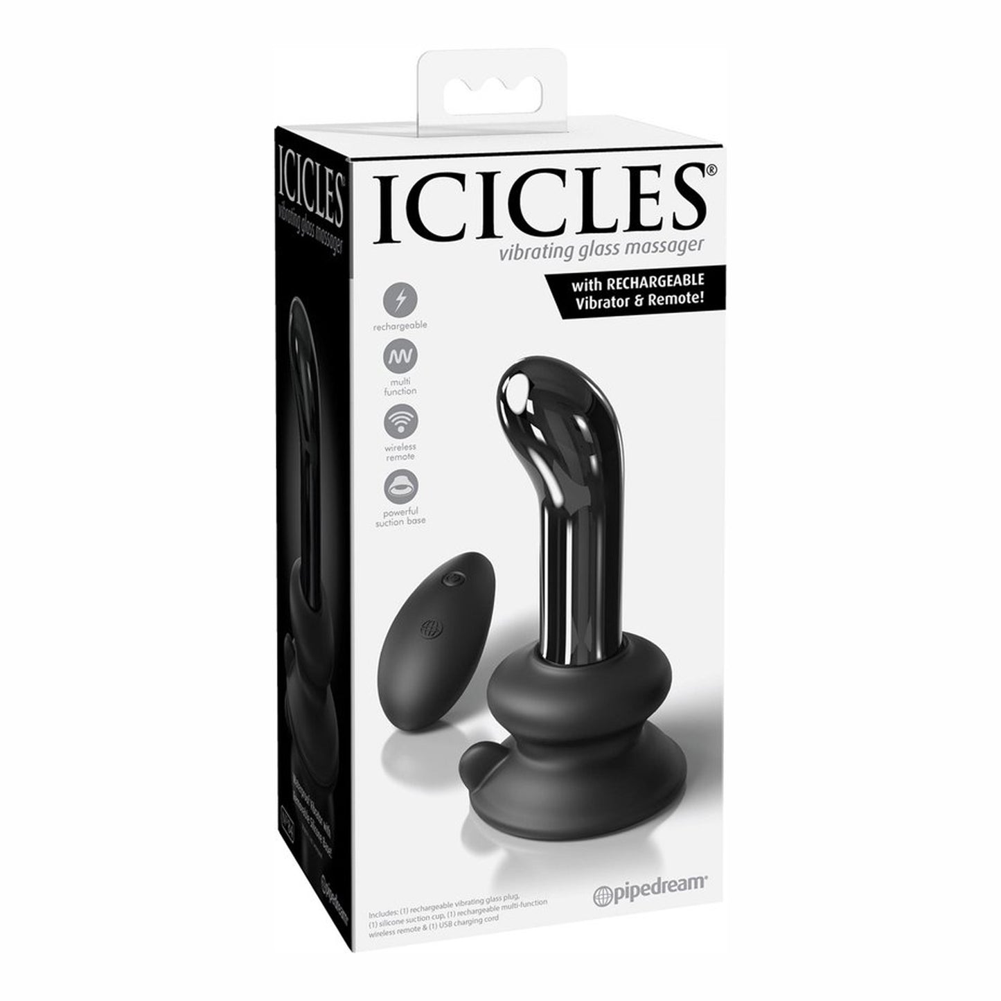 Icicles glazen prostaat plug met zuignap nr. 84