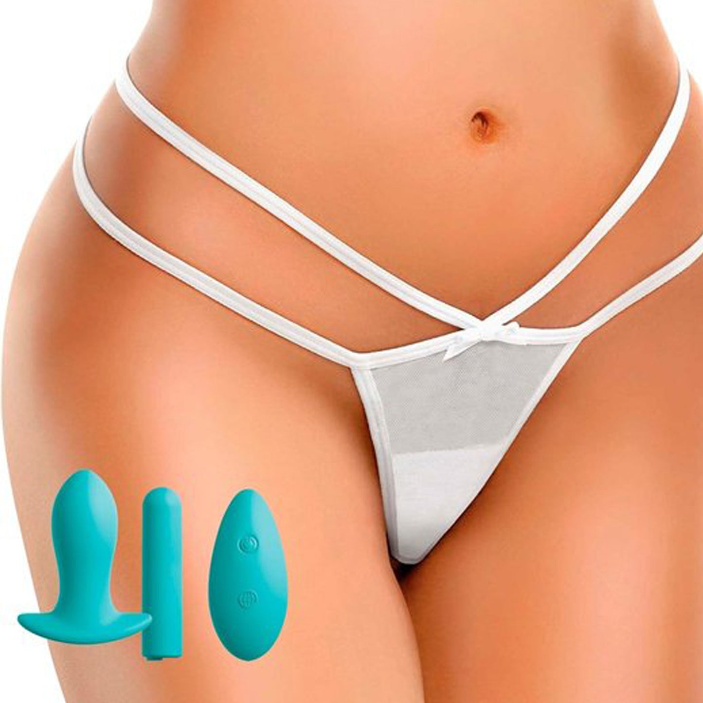 HookUp Panties Remote Bow-Tie string - white