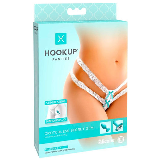 HookUp Panties crotchless Secret Gem - wit