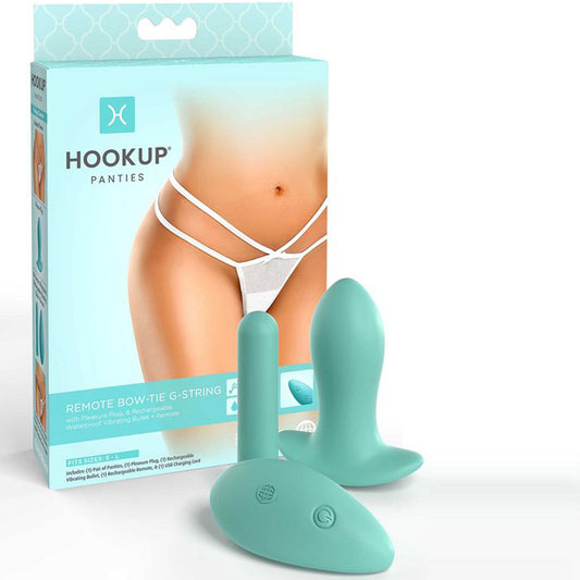 HookUp Panties Remote Bow-Tie string - white